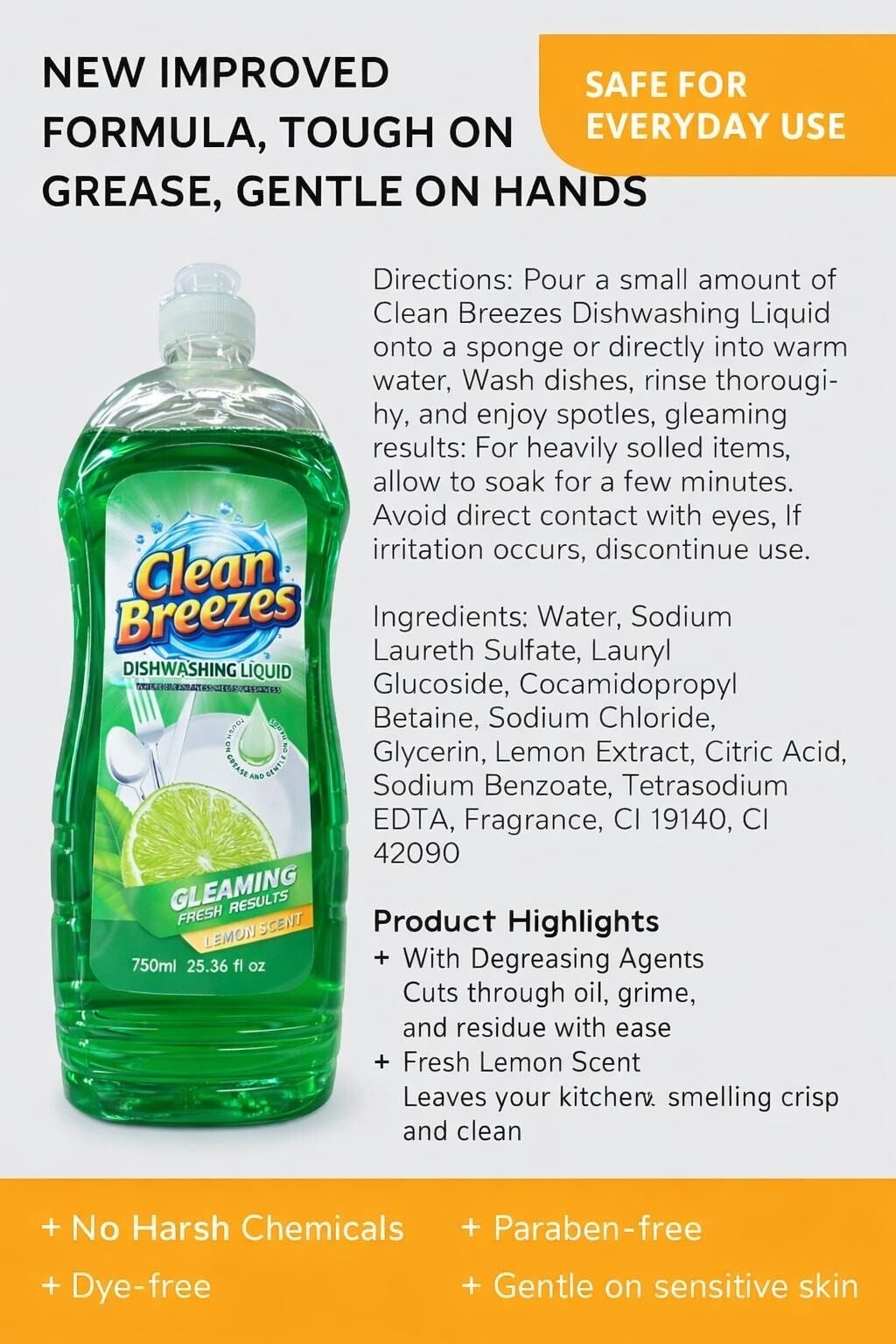 Clean Breezes Dishwashing Liquid (Pack of 4) - Image 3